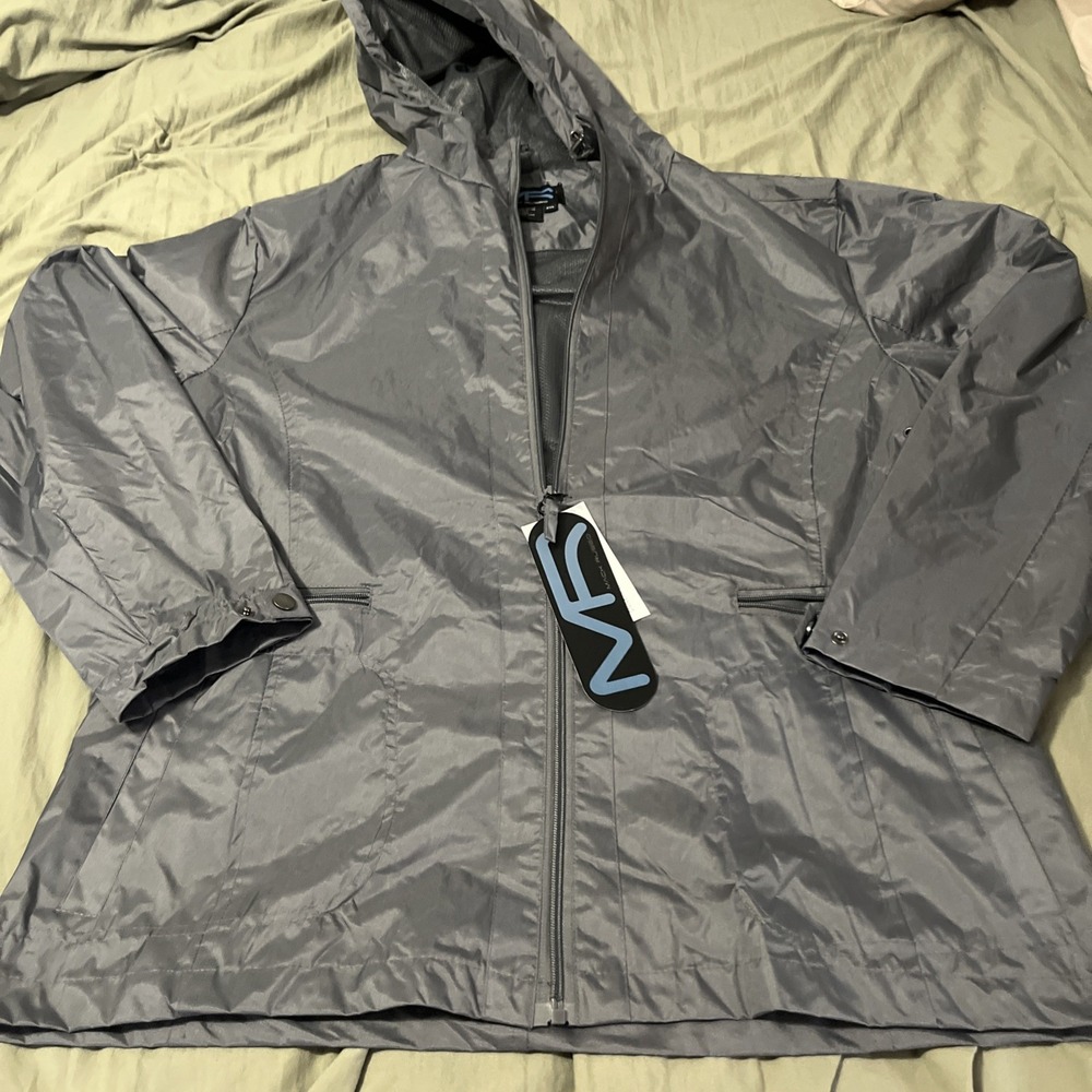 NEW Mack Russo Gray Hooded Windbreaker Jacket Full Zip Men's - Size Large 2XL